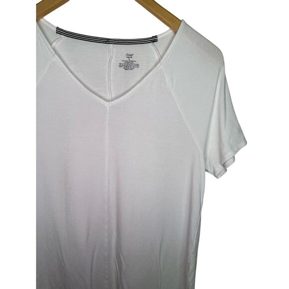 SOMA Women’s Soft Jersey Short Raglan Sleeve Tunic Tee Size S Bright White Top - Picture 4 of 7